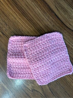 Handmade Crocheted Pink Coaster - Set of 2